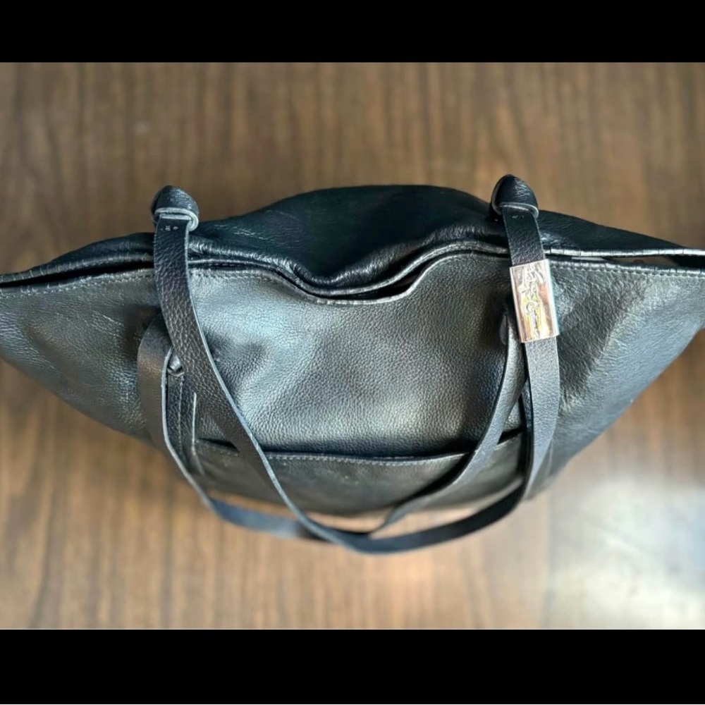 Foley and Corinna Elegant Black Leather Tote Bag